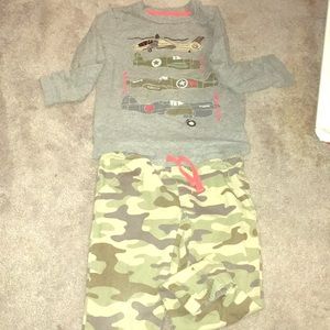 Toddler Boy Pilot Shirt & Military Fatigue Set
